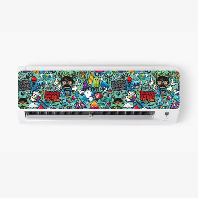 Blue Abstract AC Sticker - Split AC Decal | Air Conditioner Skin Sticker