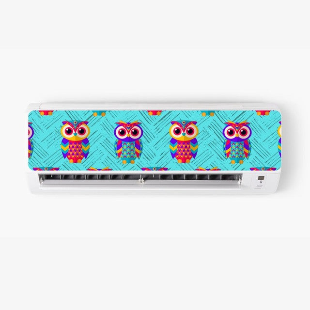 Owl Pattern AC Sticker - Split AC Decal | Air Conditioner Skin Sticker